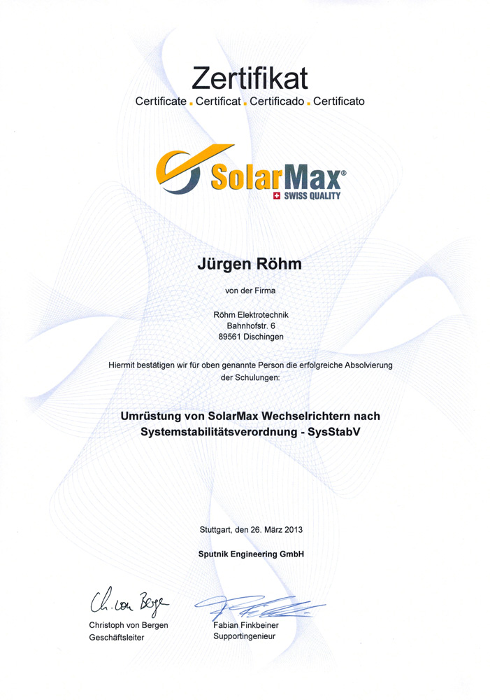 Umruestung von_SolarMax Wechselrichtern, 2013